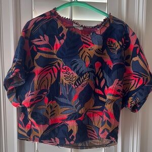 Stylish Multicolor Leaf Print Women's Top